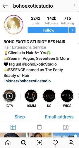 instagram of boho exotic studio